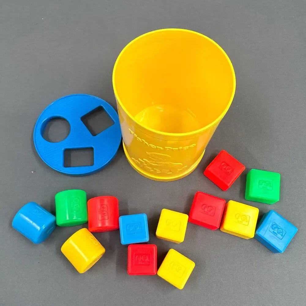 VTG 70s Fisher Price Babys First Blocks Toddler Shape Sorter Toy 13 blocks USA